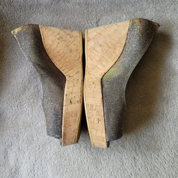 Stuart Weitzman Anna open toe cork wedges Pryrite Nocturn size 9 - Picture 3 of 13